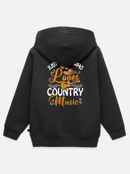Just a girl who loves country music - Kids Premium Organic Zip-up Hoodie - black