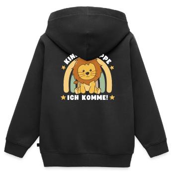 Crèche j’arrive! Lion - Sweat Premium à capuche zippé enfant bio - noir - Dos - AI Model Kid Male (0cm)