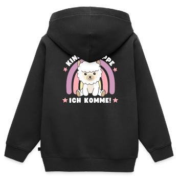 Kinderkrippe Ich Komme! Alpaka - Kinder Premium Organic Zip Hoodie - Schwarz - Hinten - AI Model Kid Male (0cm)
