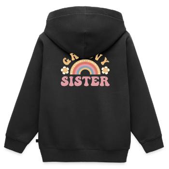 Groovy Sister - Rainbow groovy style vinatge - Sweat Premium à capuche zippé enfant bio - noir - Dos - AI Model Kid Male (0cm)
