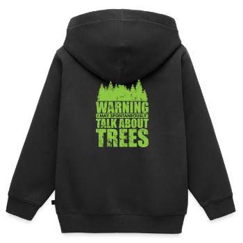Warning I Talk about Trees Natur Wälder - Kinder Premium Organic Zip Hoodie - Schwarz - Hinten - AI Model Kid Male (0cm)