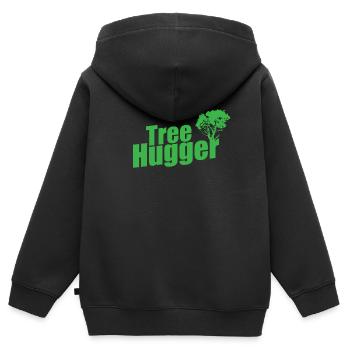 Tree Hugger Natur Wälder Blätter - Kinder Premium Organic Zip Hoodie - Schwarz - Hinten - AI Model Kid Male (0cm)