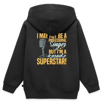 Karaoke Sänger Spruch Retro Karaoke Superstar - Kinder Premium Organic Zip Hoodie - Schwarz - Hinten - AI Model Kid Male (0cm)