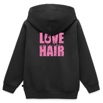 Love is in the Hair Friseur Beruf Haare - Kinder Premium Organic Zip Hoodie - Schwarz - Hinten - AI Model Kid Male (0cm)