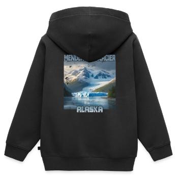 Glacier Mendenhall, Alaska - Sweat Premium à capuche zippé enfant bio - noir - Dos - AI Model Kid Male (0cm)