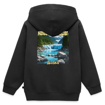 Mendenhall Glacier Alaska - Sweat Premium à capuche zippé enfant bio - noir - Dos - AI Model Kid Male (0cm)
