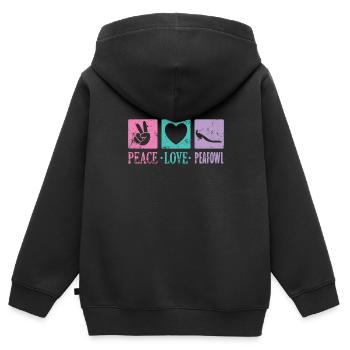Peace Love Paafowl Plumage Oiseau Faisan - Sweat Premium à capuche zippé enfant bio - noir - Dos - AI Model Kid Male (0cm)