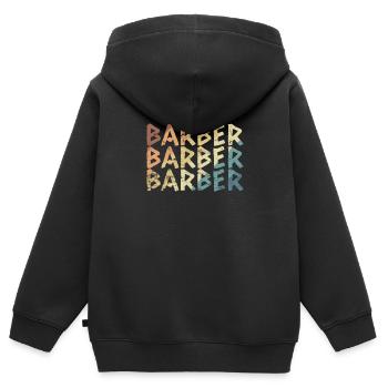 Barber Friseur Beruf Haare Haarschnitt - Kinder Premium Organic Zip Hoodie - Schwarz - Hinten - AI Model Kid Male (0cm)