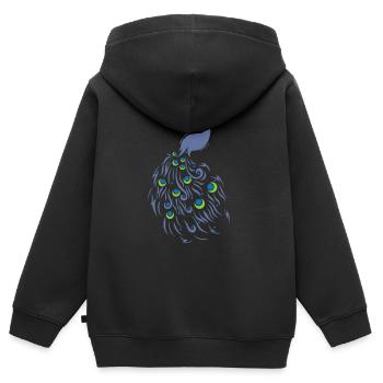 Pfau mit wunderschönen Schweif Vogel Tier - Kinder Premium Organic Zip Hoodie - Schwarz - Hinten - AI Model Kid Male (0cm)