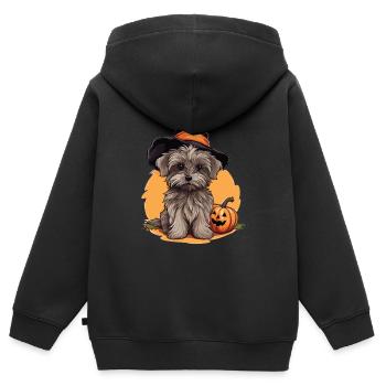 Halloween Witch Hat Pumpkin Dog Yorkshire Terrier - Kids Premium Organic Zip-up Hoodie - black - Back - AI Model Kid Male (0cm)