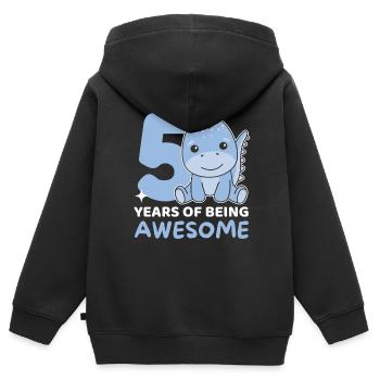 Dino for 5th birthday children five years old - Kids Premium Organic Zip-up Hoodie - black - Back - AI Model Kid Male (0cm)