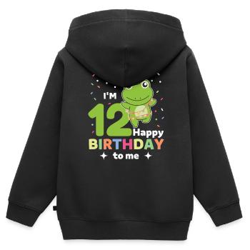 Grenouille pour les enfants de douze ans - Sweat Premium à capuche zippé enfant bio - noir - Dos - AI Model Kid Male (0cm)