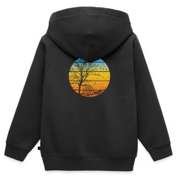 Schnecke mit Baum Schneckenhaus Tier - Kinder Premium Organic Zip Hoodie - Schwarz - Hinten - AI Model Kid Male (0cm)