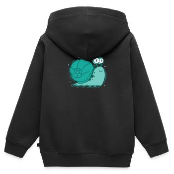 Schnecke im Comicstil Schneckenhaus Tier - Kinder Premium Organic Zip Hoodie - Schwarz - Hinten - AI Model Kid Male (0cm)