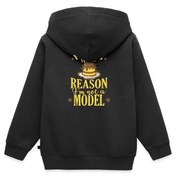 Pudding Dessert Süßspeise - Sweat Premium à capuche zippé enfant bio - noir - Dos - AI Model Kid Male (0cm)