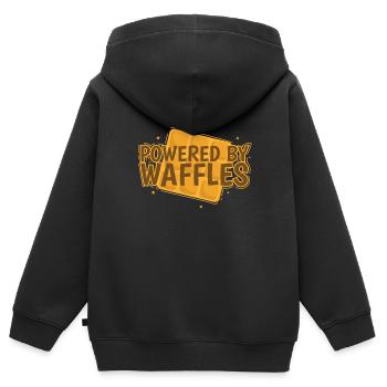 Powered by Waffles Teig Gebäck Snack - Kinder Premium Organic Zip Hoodie - Schwarz - Hinten - AI Model Kid Male (0cm)