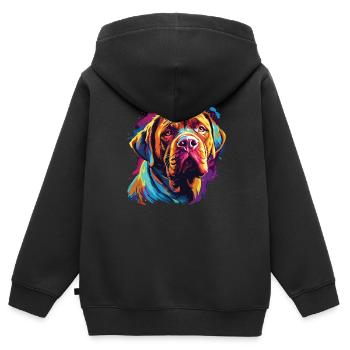 Wasserfarben Farbenfroher Bordeauxdogge - Kinder Premium Organic Zip Hoodie - Schwarz - Hinten - AI Model Kid Male (0cm)
