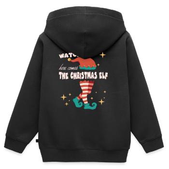 hier kommen die passenden Weihnachtselfen-Feiertagssets - Kinder Premium Organic Zip Hoodie - Schwarz - Hinten - AI Model Kid Male (0cm)