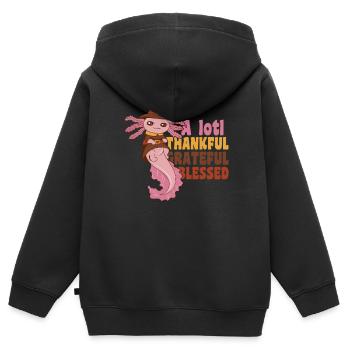 Thansgiving A lotl Thankful Grateful - Kinder Premium Organic Zip Hoodie - Schwarz - Hinten - AI Model Kid Male (0cm)