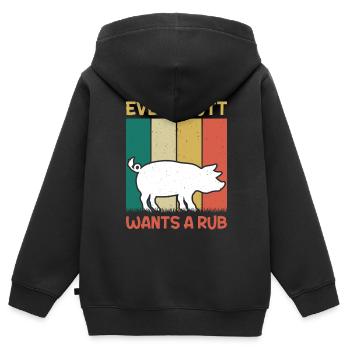 Jeder Po Will Seine Berührung Und Zuneigung - Kinder Premium Organic Zip Hoodie - Schwarz - Hinten - AI Model Kid Male (0cm)