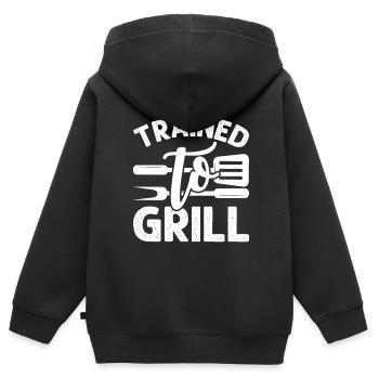 Trainiert Fürs Grillen Grillen Im Freien - Kinder Premium Organic Zip Hoodie - Schwarz - Hinten - AI Model Kid Male (0cm)