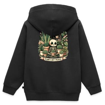 Pflanzenliebhaber Skelett Design Plants not people - Kinder Premium Organic Zip Hoodie - Schwarz - Hinten - AI Model Kid Male (0cm)