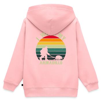 Je promène mon Armadillo - Sweat Premium à capuche zippé enfant bio - rose - Dos - AI Model Kid Female (0cm)