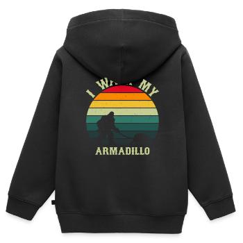 Ich Führe Meinen Armadillo Spazieren - Kinder Premium Organic Zip Hoodie - Schwarz - Hinten - AI Model Kid Male (0cm)
