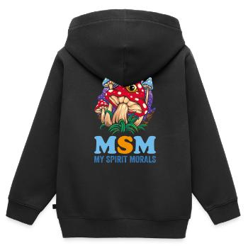 Pilzjäger Msm My Spirit Morals Foranger - Kinder Premium Organic Zip Hoodie - Schwarz - Hinten - AI Model Kid Male (0cm)