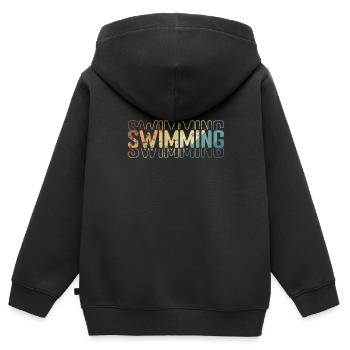 Swimming Sport Training cooles Hobby - Kinder Premium Organic Zip Hoodie - Schwarz - Hinten - AI Model Kid Male (0cm)