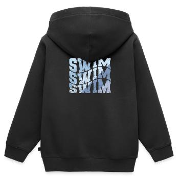 Swim Sport Training - Kinder Premium Organic Zip Hoodie - Schwarz - Hinten - AI Model Kid Male (0cm)