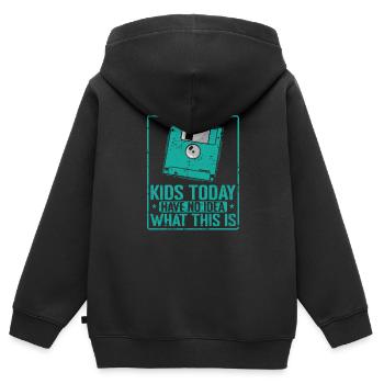 Les enfants d'aujourd'hui n'ont aucune idée de ce que c'est - Sweat Premium à capuche zippé enfant bio - noir - Dos - AI Model Kid Male (0cm)