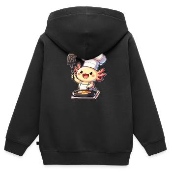 Frühstück braten Axolotl Koch - Kinder Premium Organic Zip Hoodie - Schwarz - Hinten - AI Model Kid Male (0cm)