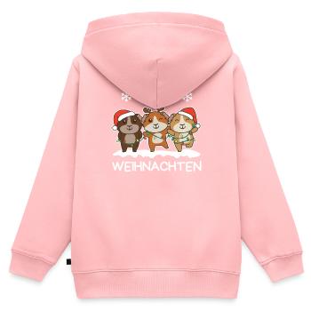Frohe Weihnachten Meerschweinchen Heiligabend - Kinder Premium Organic Zip Hoodie - Rosa - Hinten - AI Model Kid Female (0cm)