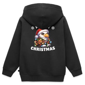 Weihnachten Lichterkette Weißkopfseeadler - Kinder Premium Organic Zip Hoodie - Schwarz - Hinten - AI Model Kid Male (0cm)