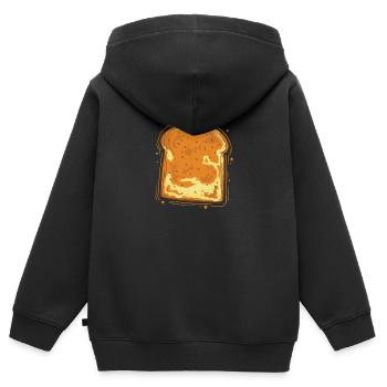 Pain grillé Pâte Produits de boulangerie - Sweat Premium à capuche zippé enfant bio - noir - Dos - AI Model Kid Male (0cm)