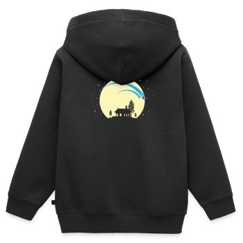 Étoiles filantes dans le ciel nocturne - Sweat Premium à capuche zippé enfant bio - noir - Dos - AI Model Kid Male (0cm)