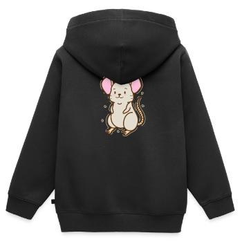 Mäuschen Natur Käse Haustier - Kinder Premium Organic Zip Hoodie - Schwarz - Hinten - AI Model Kid Male (0cm)