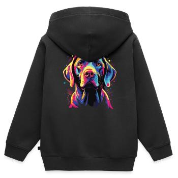 Watercolor Colorful Pointer - Kids Premium Organic Zip-up Hoodie - black - Back - AI Model Kid Male (0cm)