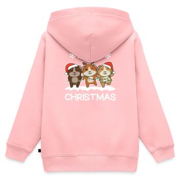 Frohe Weihnachten Meerschweinchen Heiligabend - Kinder Premium Organic Zip Hoodie - Rosa - Hinten - AI Model Kid Female (0cm)