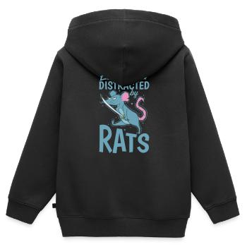 Easily Distracted by Rats Rodent - Kids Premium Organic Zip-up Hoodie - black - Back - AI Model Kid Male (0cm)