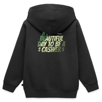 It's a Beautiful Day to be a Cashier - Kinder Premium Organic Zip Hoodie - Schwarz - Hinten - AI Model Kid Male (0cm)