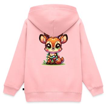 Weihnachten Lichterkette Schopfhirsch - Kinder Premium Organic Zip Hoodie - Rosa - Hinten - AI Model Kid Female (0cm)