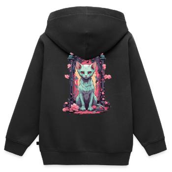 Goth Pastel Sphynx Katze Mystisch und Niedlich - Kinder Premium Organic Zip Hoodie - Schwarz - Hinten - AI Model Kid Male (0cm)