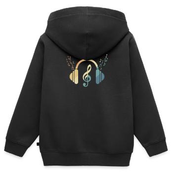 Kopfhörer Notenschlüssel Musik Musikton - Kinder Premium Organic Zip Hoodie - Schwarz - Hinten - AI Model Kid Male (0cm)