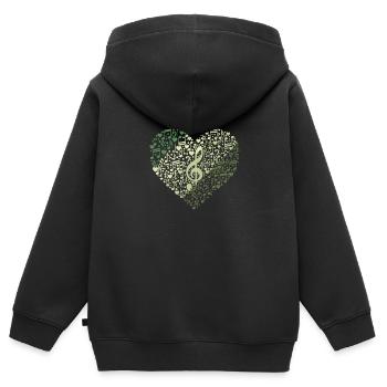 Nuage de mots avec notes de musique et clé - Sweat Premium à capuche zippé enfant bio - noir - Dos - AI Model Kid Male (0cm)