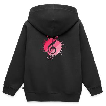 Clé de sol Clé de sol Clé de musique - Sweat Premium à capuche zippé enfant bio - noir - Dos - AI Model Kid Male (0cm)