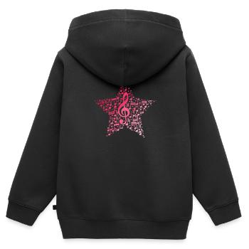 Stern aus Noten und Violinschlüssel Musik - Kinder Premium Organic Zip Hoodie - Schwarz - Hinten - AI Model Kid Male (0cm)