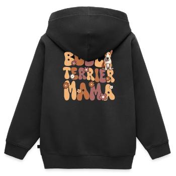 Bull Terrier Groovy Bull Terrier Maman - Sweat Premium à capuche zippé enfant bio - noir - Dos - AI Model Kid Male (0cm)
