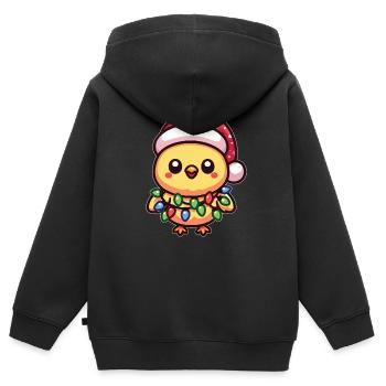 Weihnachtsmütze Weihnachten Lichterkette Kücken - Kinder Premium Organic Zip Hoodie - Schwarz - Hinten - AI Model Kid Male (0cm)